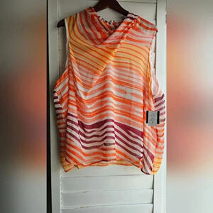 Ella Rafaella Sleevles Blouse Top Stripes Orange Purple  Ruched size 3X